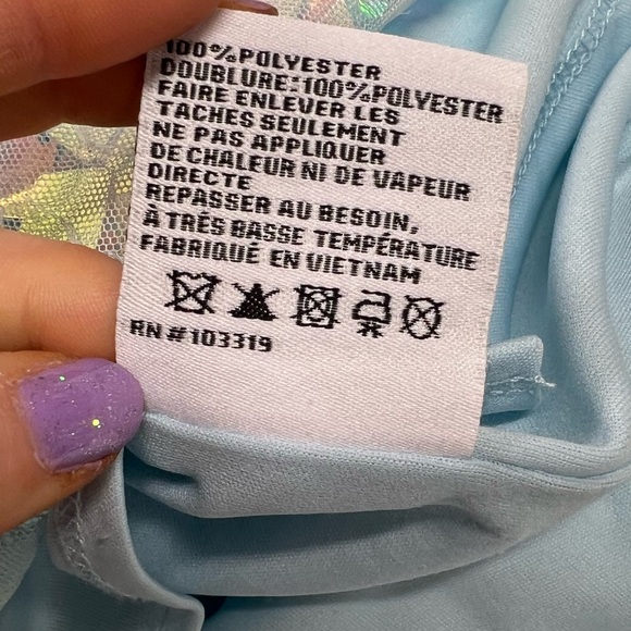 Blondie Nites Sequin Pointed Hem Mini Dress White Blue New With TagS Size 1 XS - Picture 11 of 14